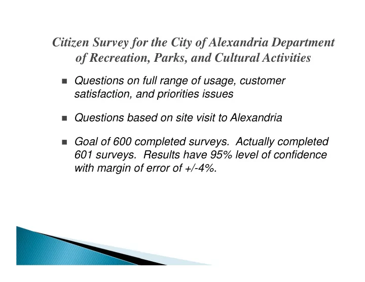 citizen survey for the city of alexandria department of