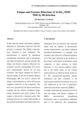 Fatigue and Fracture Behaviour of Al-SiC p MMC  NDE by IR detection  D.P.Myriounis, S.T.Hasan