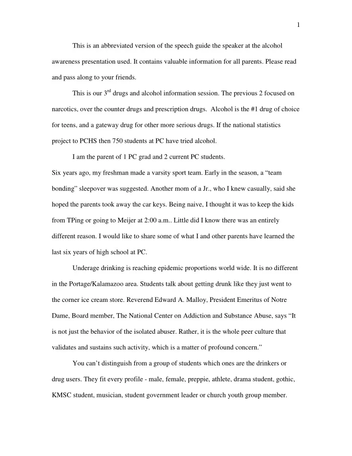 1 this is an abbreviated version of the speech guide the