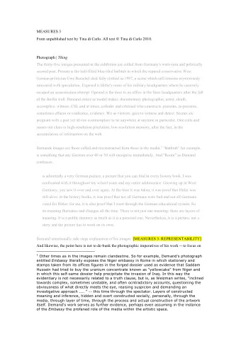 1 Other times as in the images remain clandestine. So for example, Demand's photograph entitled