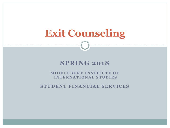 exit counseling