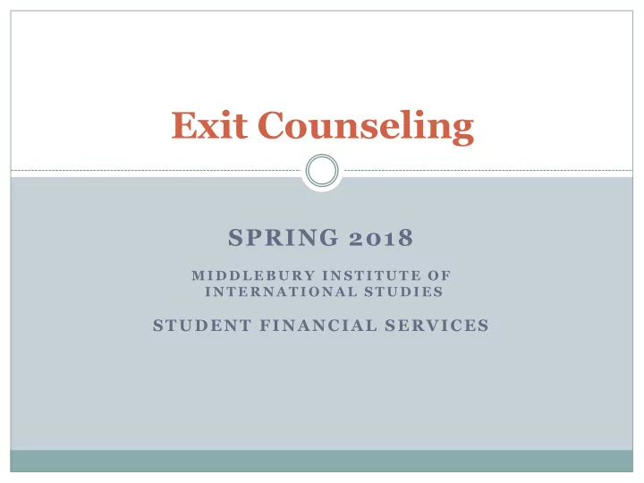 exit counseling