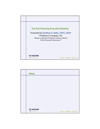 Story  Agenda    Exit Planning Collaboration  Financial Planners &amp;  TR Moore &amp;