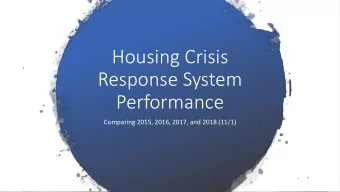 Housing Crisis  Response System  Performance  Comparing 2015, 2016, 2017, and 2018 (11/1)  HUD