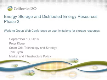 Energy Storage and Distributed Energy Resources  Phase 2  Working Group Web Conference on