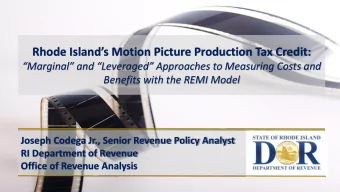 Rhode Islands Motion Picture Production Tax Credit:  Marginal and Leveraged