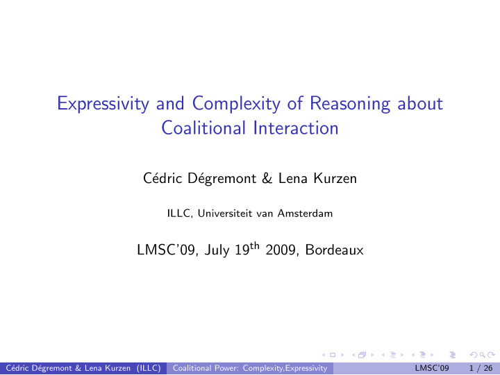 expressivity and complexity of reasoning about
