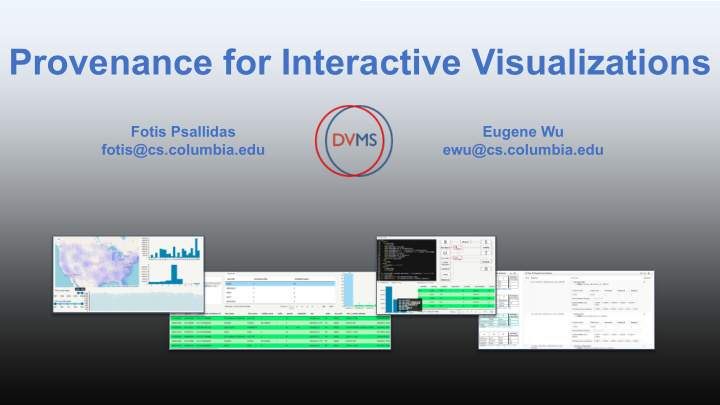 provenance for interactive visualizations