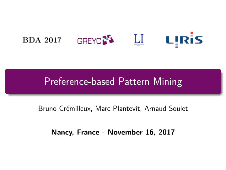 preference based pattern mining