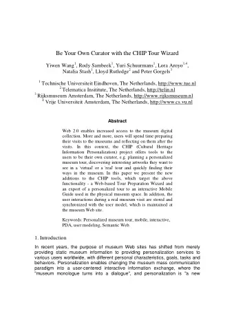 Be Your Own Curator with the CHIP Tour Wizard Yiwen Wang 1 , Rody Sambeek 1 , Yuri Schuurmans 1 ,