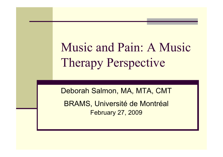 music and pain a music therapy perspective