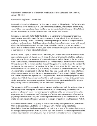 Presentation on the Work of Wlodzimierz Ksiazek at the Polish Consulate, New York City, January 28,