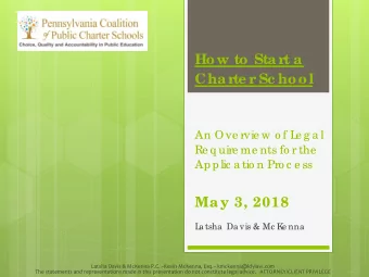 Sc hool  Char  te r  An Ove rvie w o f L  e g a l  Re q uire me nts fo r the  Applic a tio n Pro c