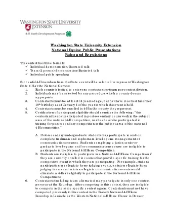 Washington State  Unive r  sity E  xte nsion  National E  quine  Public  Pr  e se ntations  Rule s