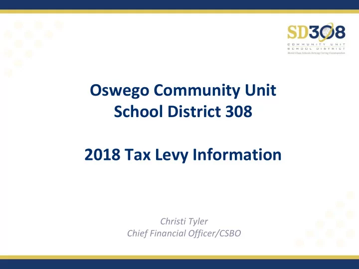 school district 308 2018 tax levy information