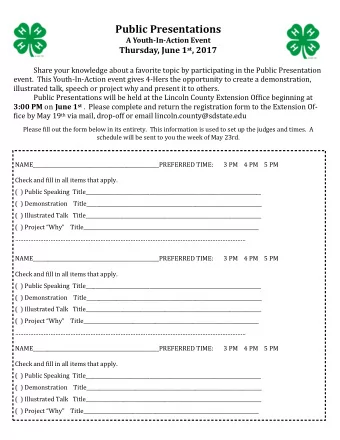 Public Presentations A Youth - In - Action Event Thursday, June 1 st , 2017  Share your knowledge