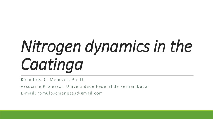 nitrogen dynamics in the caatinga