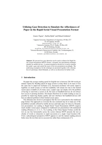 Utilizing Gaze Detection to Simulate the Affordances of  Paper in the Rapid Serial Visual