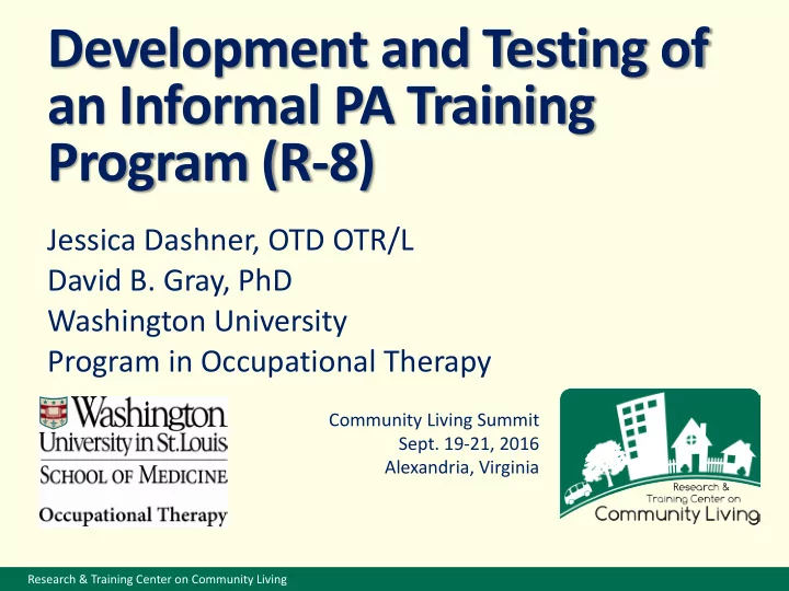 development and testing of an informal pa training