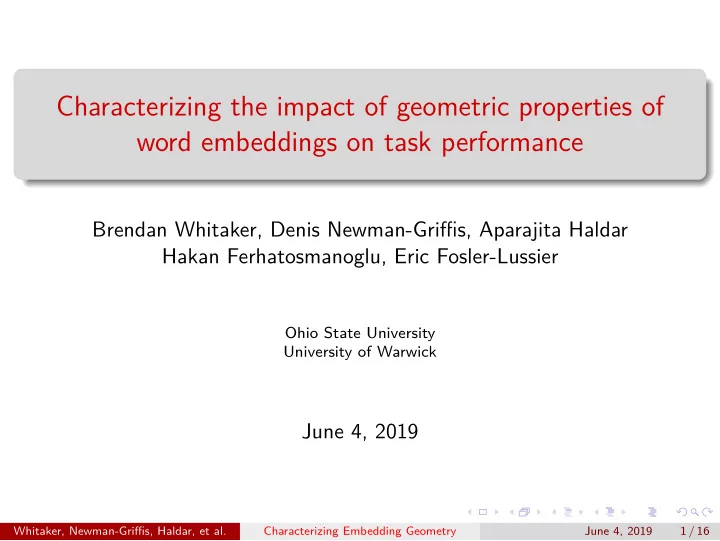 characterizing the impact of geometric properties of word