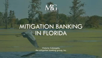 IN FLORIDA  Victoria Colangelo,  the mitigation banking group, inc.  MANAGING MITIGATION banks