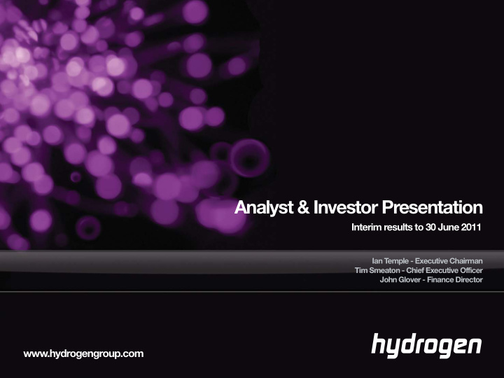 analyst amp investor presentation