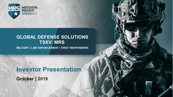 Investor Presentation October | 2019  Forward-looking Statements  This  presentation  contains