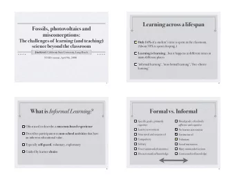 Learning across a lifespan  Fossils, photovoltaics and  misconceptions:  The challenges of