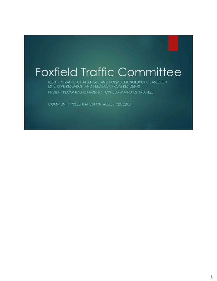 foxfield traffic committee