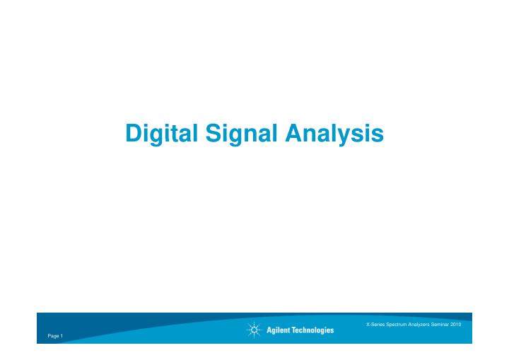 digital signal analysis digital signal analysis