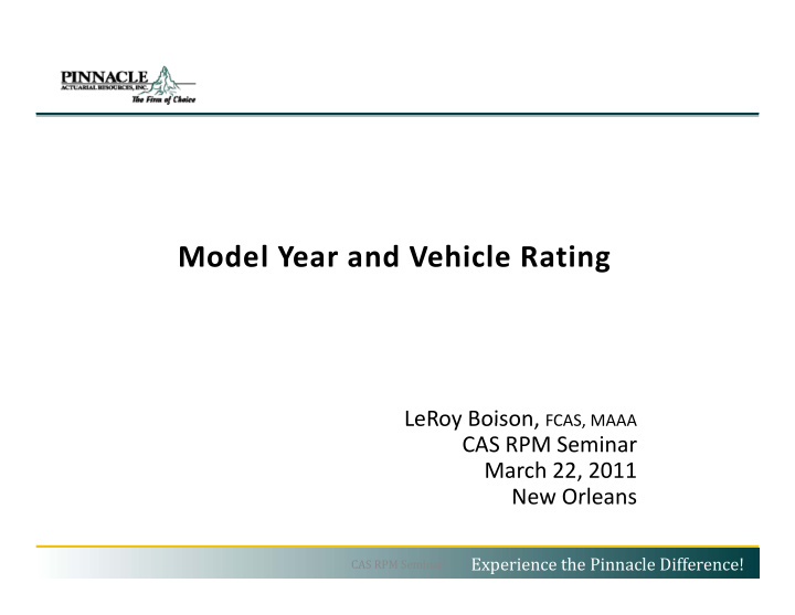 model year and vehicle rating