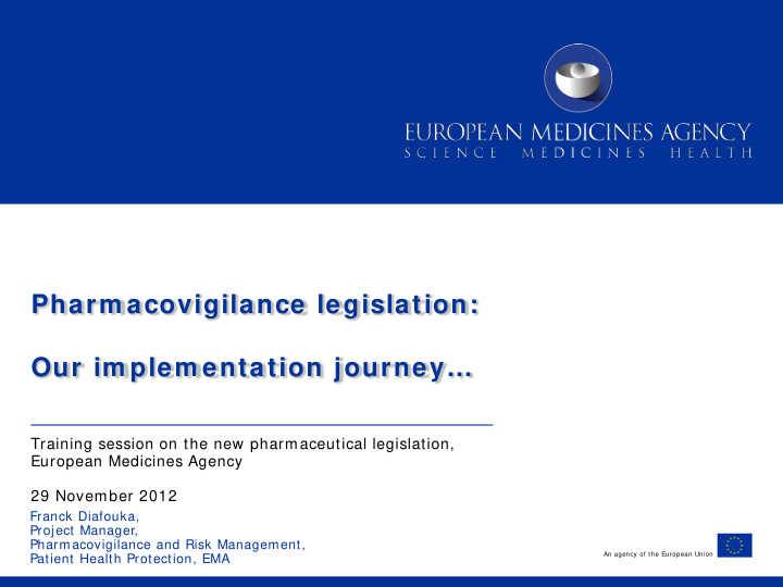 training session on the new pharmaceutical legislation