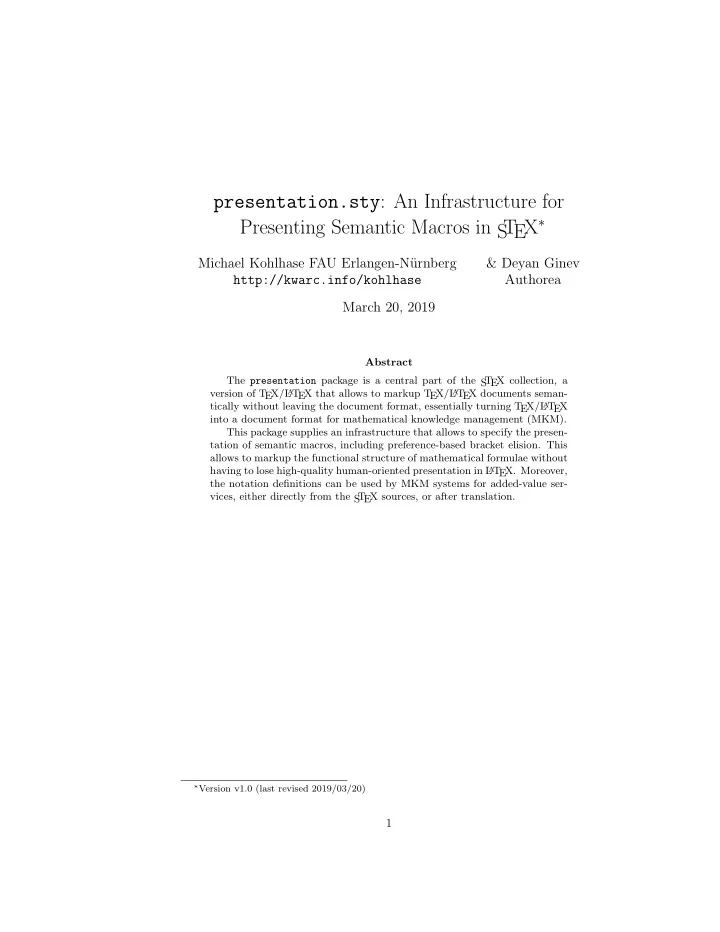 presentation sty an infrastructure for