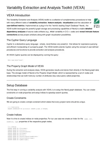 Variability Extraction and Analysis Toolkit (VEXA)  VEXA Introduction  The Variability Extraction