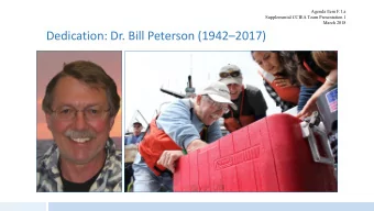 Dedication: Dr. Bill Peterson (1942  2017)  2018 California Current  Ecosystem Status Report