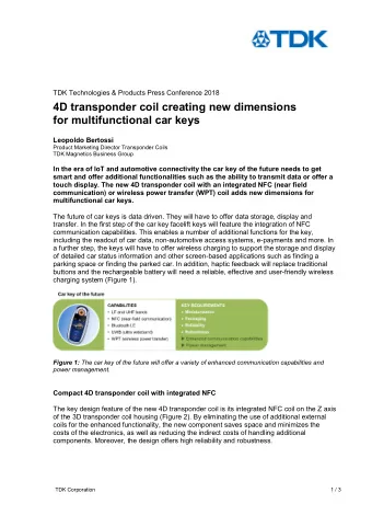 4D transponder coil creating new dimensions  for multifunctional car keys  Leopoldo Bertossi