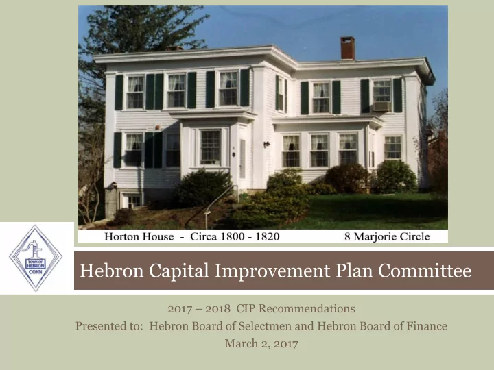 hebron capital improvement plan committee