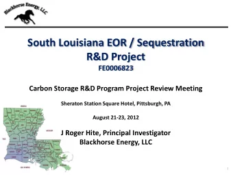 South Louisiana EOR / Sequestration  R&amp;D Project FE0006823  Carbon Storage R&amp;D Program