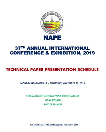 NAPE  APE TH AN  37 37 TH  ANNU  NUAL  AL IN  INTE  TERN  RNATION  TIONAL  AL  CONFERENC  CO