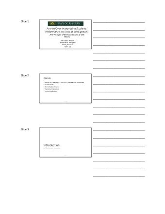 Introduction  CHC Theory and its Foundations  ___________________________________  TASP 2016  3