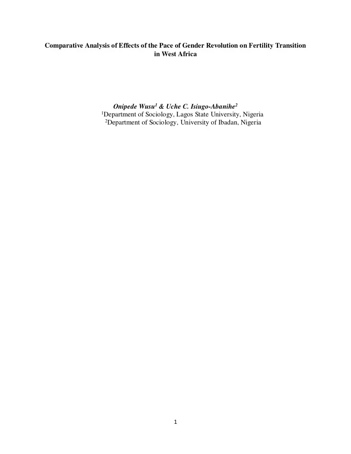 comparative analysis of effects of the pace of gender