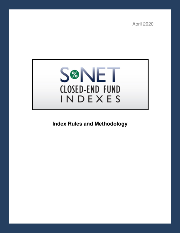 index rules and methodology