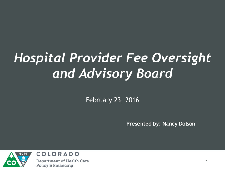 hospital provider fee oversight