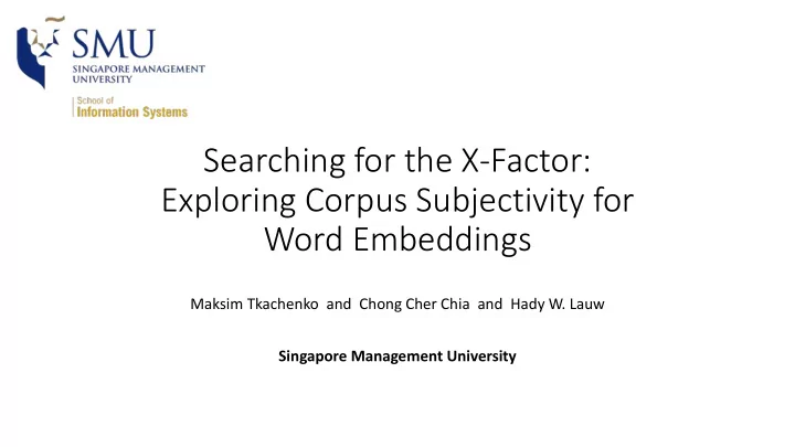 searching for the x factor