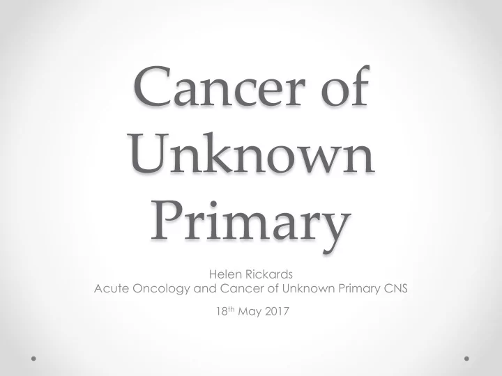 cancer of unknown primary