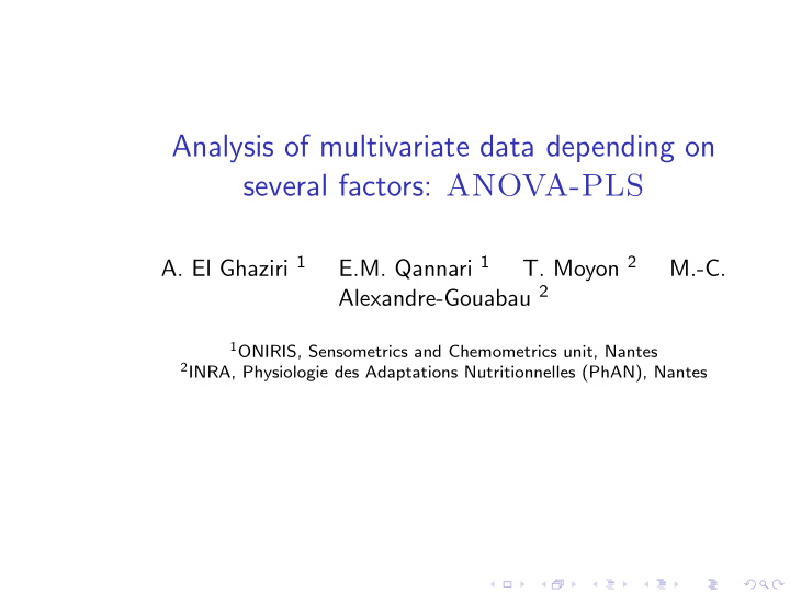 analysis of multivariate data depending on several