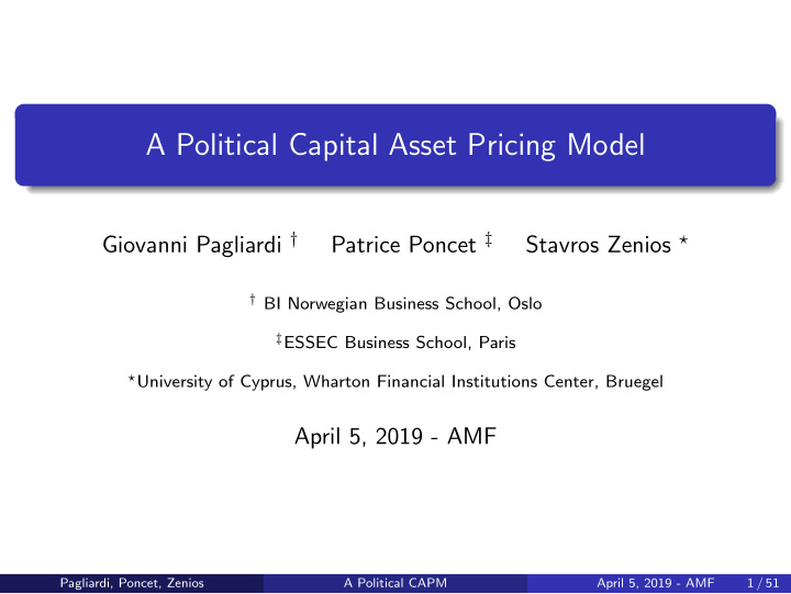 a political capital asset pricing model