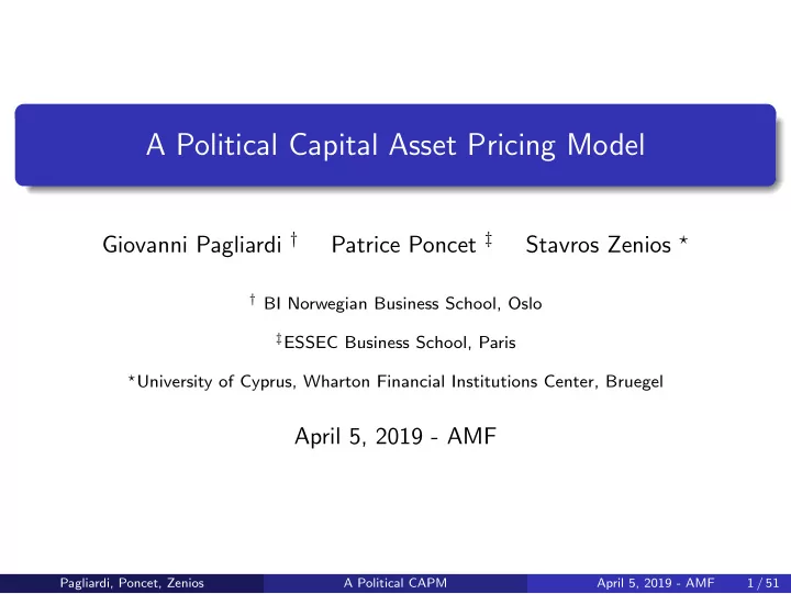 a political capital asset pricing model