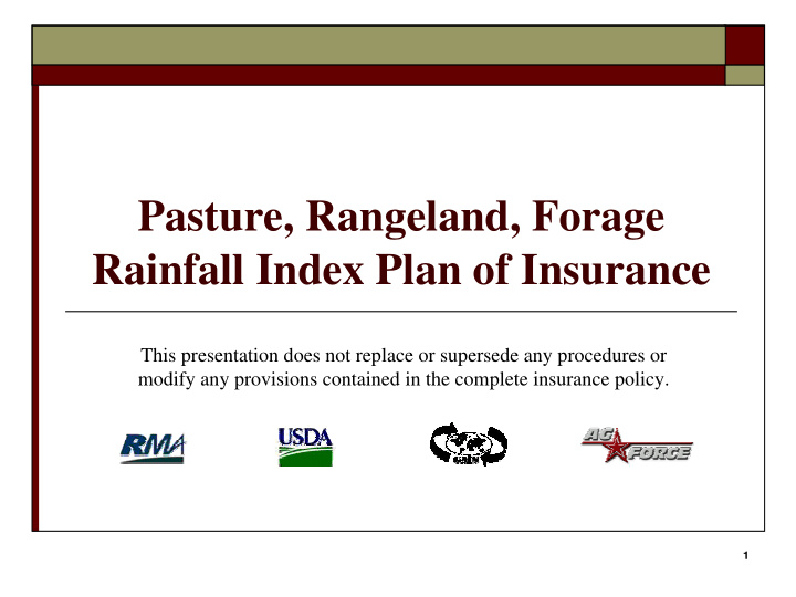 pasture rangeland forage rainfall index plan of insurance