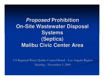 Proposed Prohibition  Prohibition  Proposed  On-  -Site Wastewater Disposal  Site Wastewater